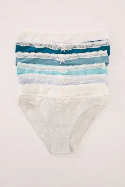 Women'secret Pack 7 bragas clásicas algodón azuladas