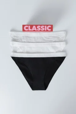 HI&BYE Pack 3 bragas clásicas , gris, negro