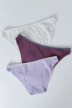 HI&BYE Pack 3 bragas clásicas morado, rosa, gris