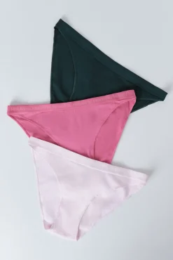 HI&BYE Pack 3 bragas clásicas rosa, verde, fucsia