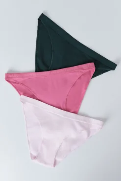 HI&BYE Pack 3 bragas clásicas rosa, verde, fucsia