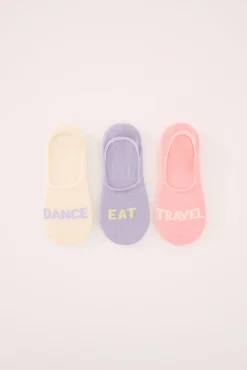 Women'secret Pack 3 calcetines invisibles algodón palabras