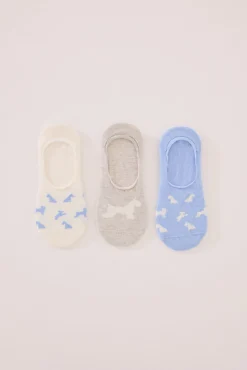 Women'secret Pack 3 calcetines invisibles algodón print perritos