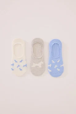 Women'secret Pack 3 calcetines invisibles algodón print perritos
