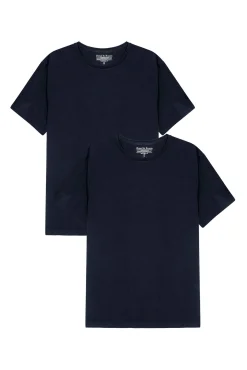 Bread & Boxers Pack 2 camisetas elásticas cuello caja algodón orgánico marino