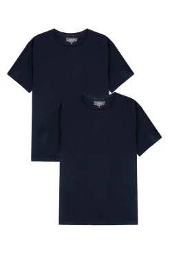 Bread & Boxers Pack 2 camisetas elásticas cuello caja algodón orgánico marino