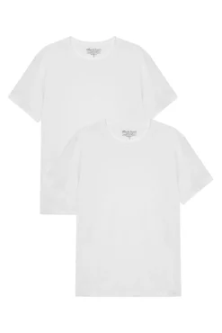 Bread & Boxers Pack 2 camisetas elásticas cuello caja algodón orgánico blancas