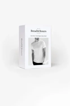 Bread & Boxers Pack 2 camisetas elásticas cuello caja algodón orgánico blancas