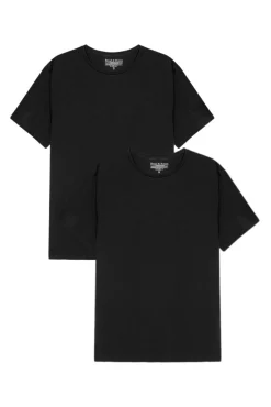 Bread & Boxers Pack 2 camisetas elásticas cuello caja algodón orgánico negras