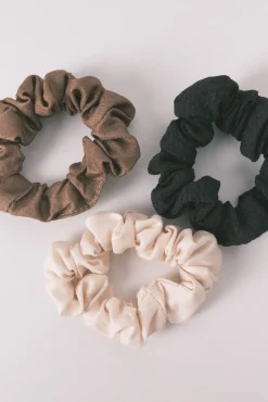 Women'secret Pack 3 mini scrunchies negro/marrón/blanco