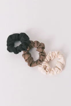 Women'secret Pack 3 mini scrunchies negro/marrón/blanco