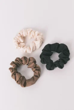 Women'secret Pack 3 mini scrunchies negro/marrón/blanco