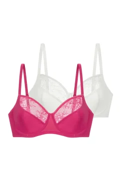 Dorina Pack 2 sujetadores encaje rosa y nude