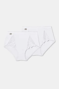 Playtex Pack de 2 bragas altas de algodón elástico con encaje