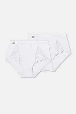 Playtex Pack de 2 bragas altas de algodón elástico con encaje