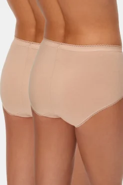 Playtex Pack de 2 bragas altas de algodón elástico con encaje