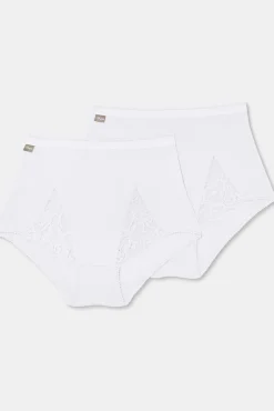 Playtex Pack de 2 bragas maxi de algodón elástico con encaje