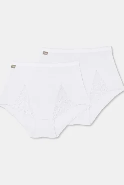 Playtex Pack de 2 bragas maxi de algodón elástico con encaje