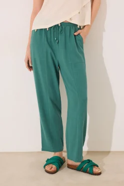 Women'secret Pantalón Capri lino y viscosa