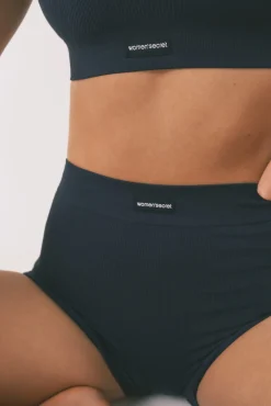 Women'secret Pantalón corto canalé oscuro