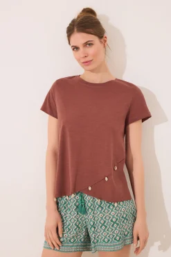 Women'secret Pantalón corto viscosa estampado geométrico
