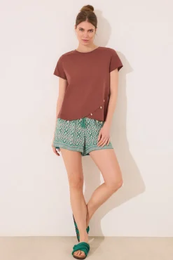 Women'secret Pantalón corto viscosa estampado geométrico