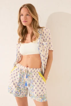 Women'secret Pantalón corto viscosa patchwork multicolor