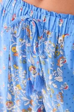Women'secret Pantalón corto viscosa patchwork azul