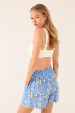 Women'secret Pantalón corto viscosa patchwork azul