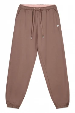 HI&BYE Pantalón jogger felpa algodón marrón