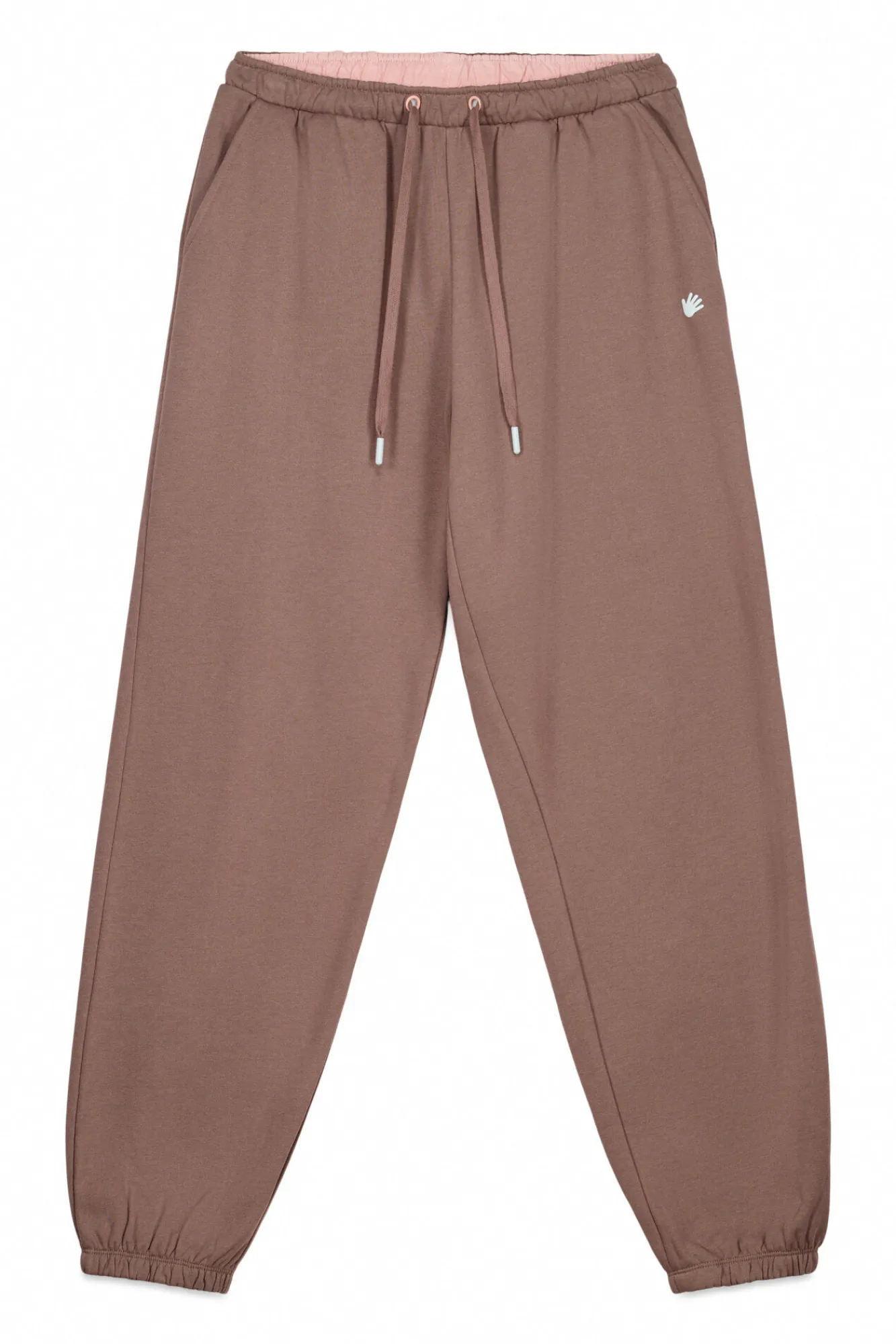 HI&BYE Pantalón jogger felpa algodón marrón