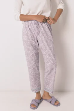 Women'secret Pantalón largo carrot 100% algodón lila