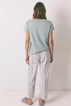 Women'secret Pantalón largo carrot 100% algodón cenefas