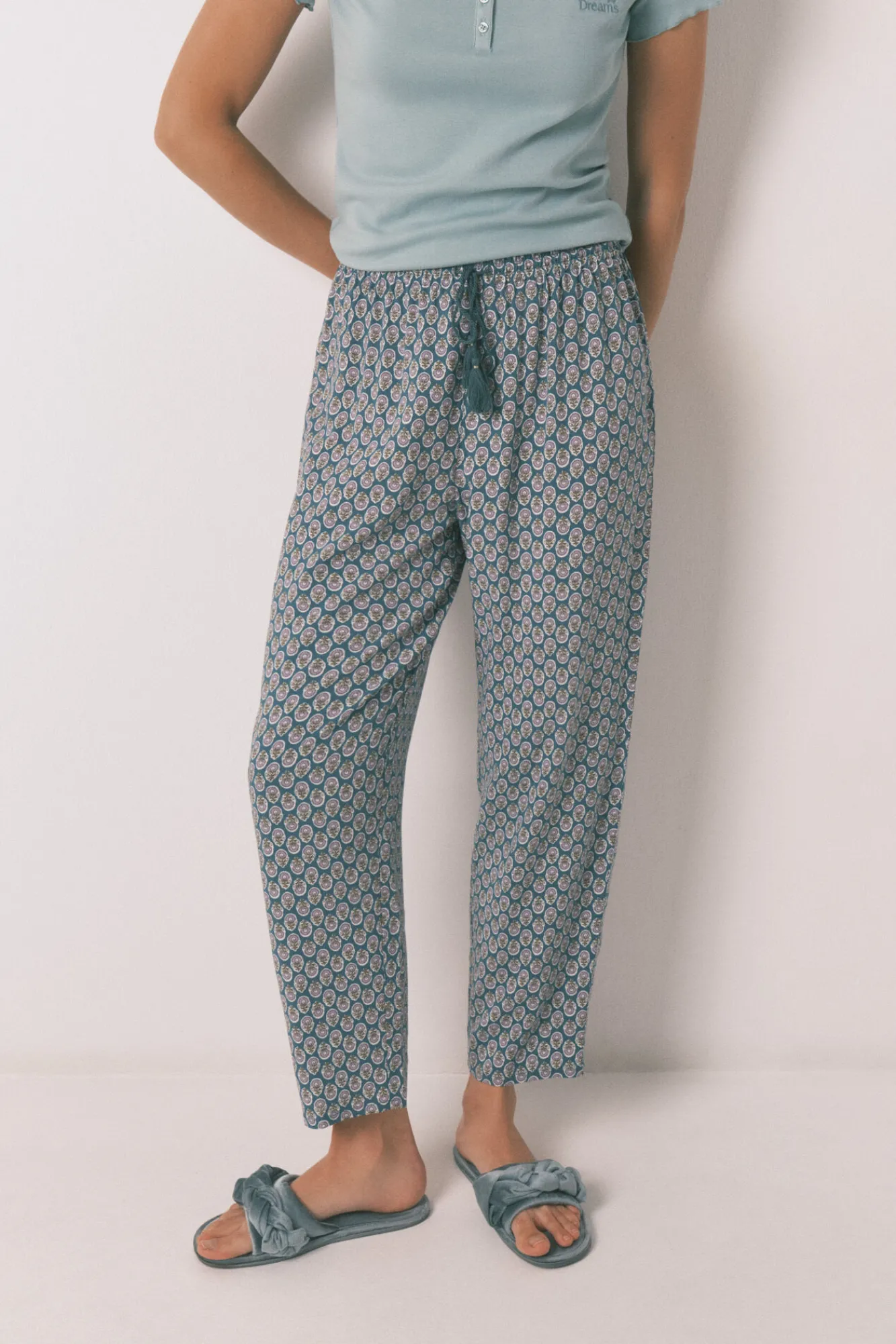 Women'secret Pantalón largo carrot viscosa print sellos