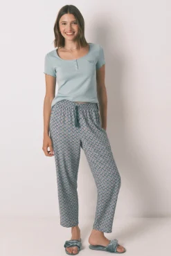 Women'secret Pantalón largo carrot viscosa print sellos