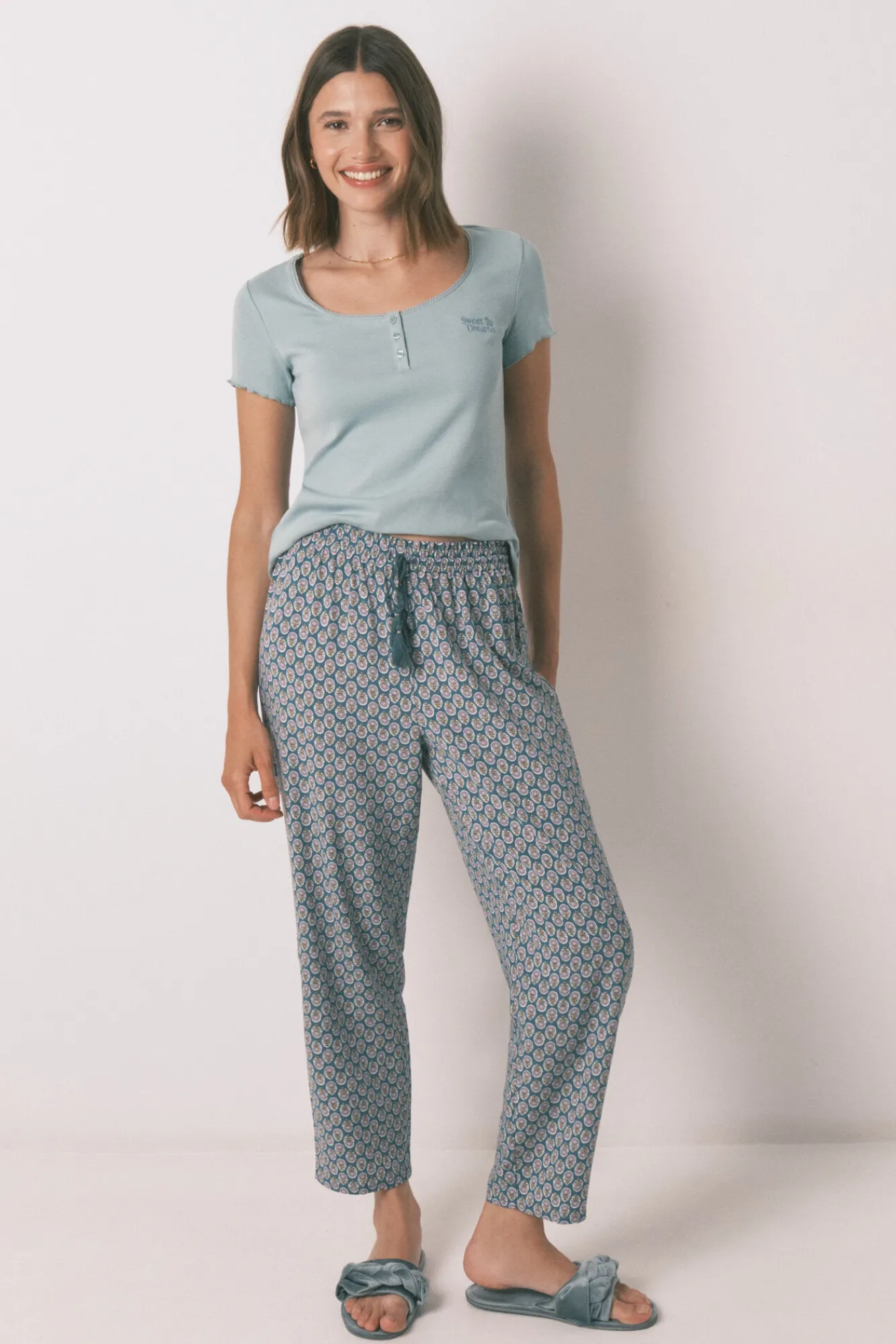 Women'secret Pantalón largo carrot viscosa print sellos