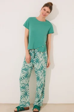 Women'secret Pantalón largo hojas verde