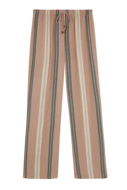 Women'secret Pantalón largo estampado rayas marrón