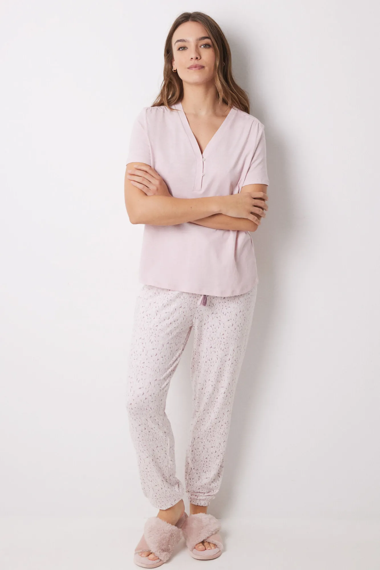Women'secret Pantalón largo skinny súper soft flores