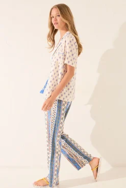 Women'secret Pantalón largo viscosa cenefas multicolor