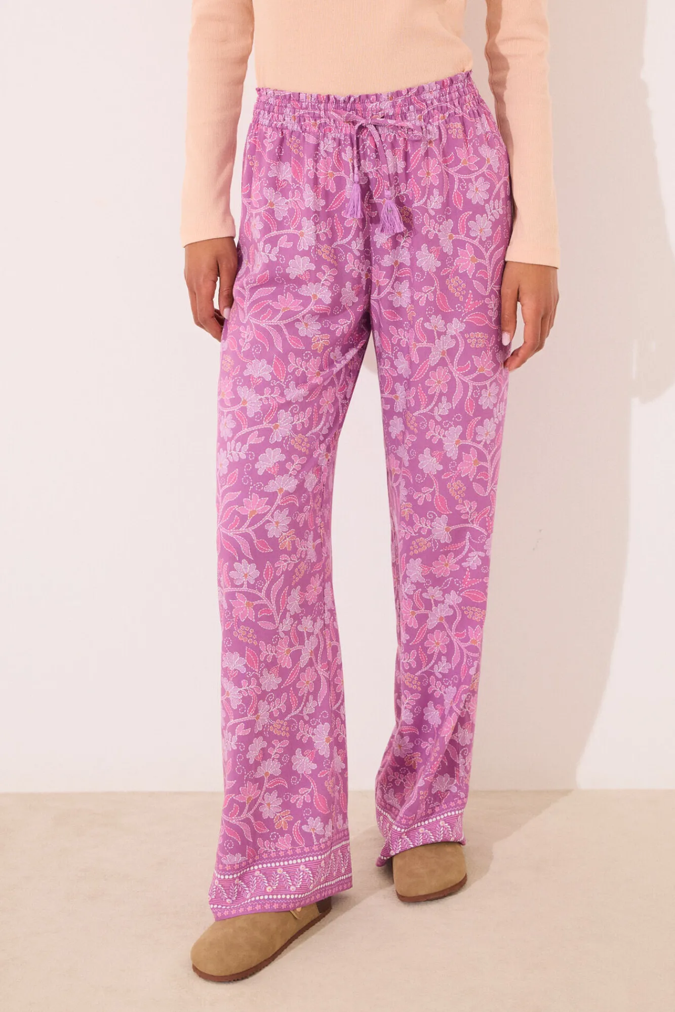 Women'secret Pantalón largo viscosa boho floral