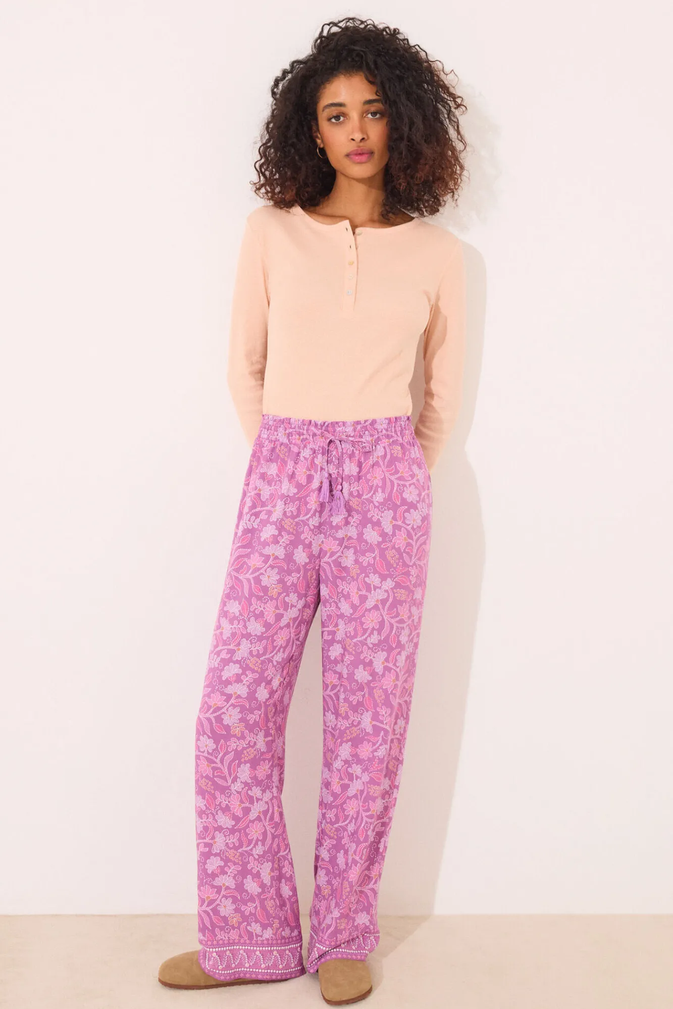 Women'secret Pantalón largo viscosa boho floral