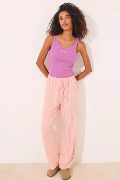 Women'secret Pantalón largo viscosa estampado rayas