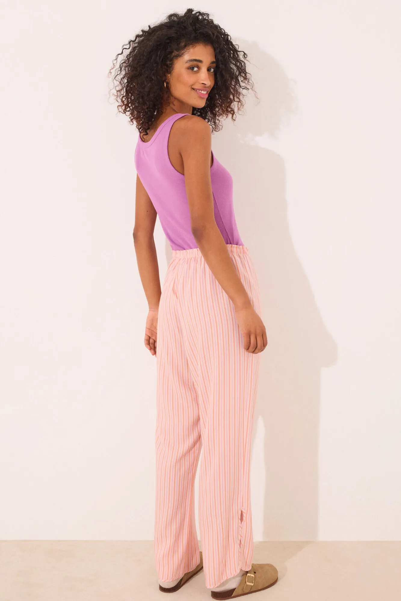 Women'secret Pantalón largo viscosa estampado rayas