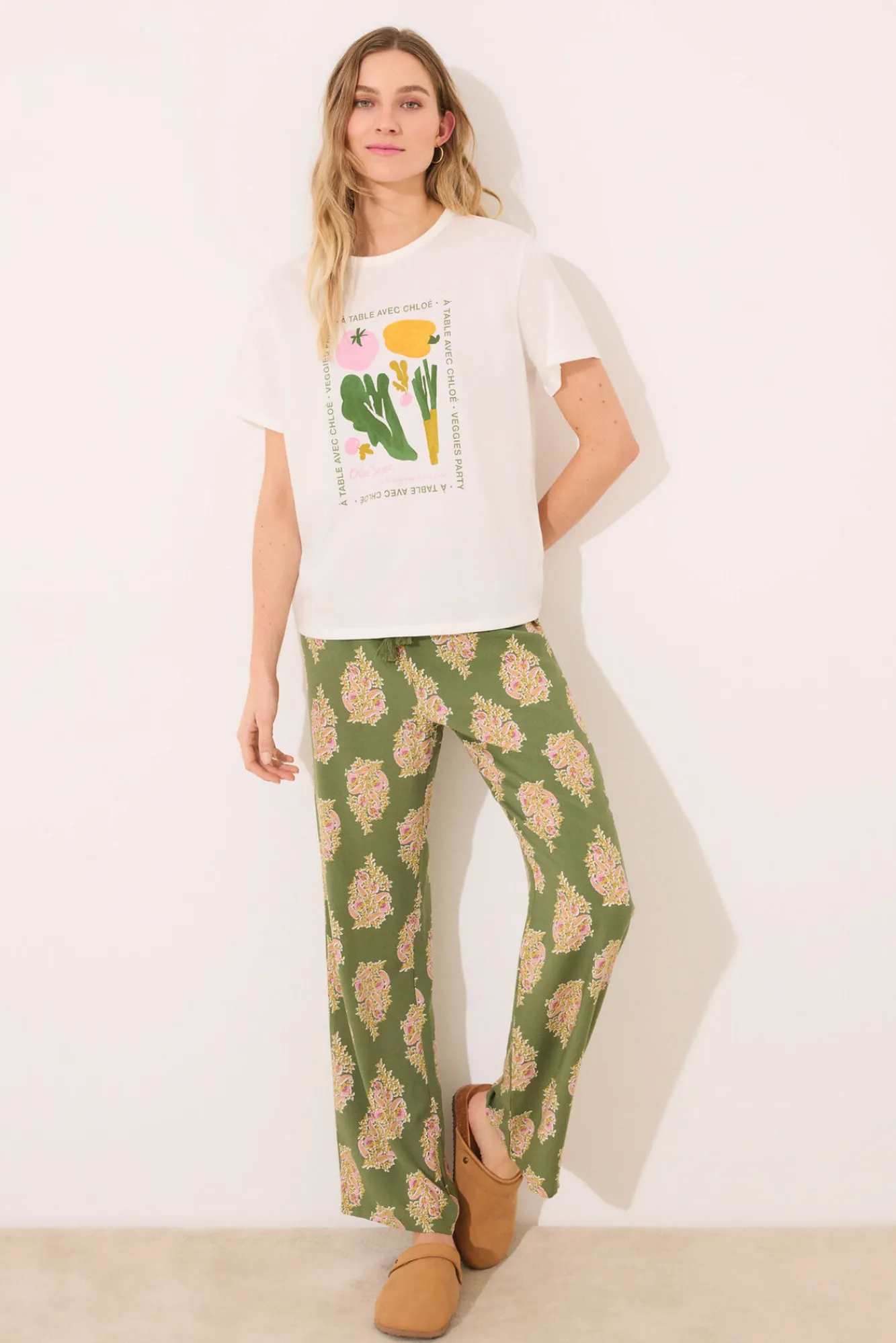 Women'secret Pantalón largo viscosa flores