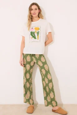 Women'secret Pantalón largo viscosa flores