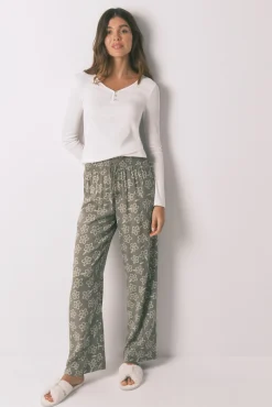 Women'secret Pantalón largo viscosa flores