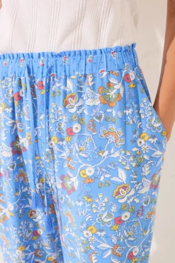 Women'secret Pantalón largo viscosa flores azul