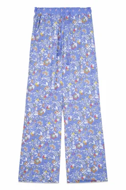 Women'secret Pantalón largo viscosa flores azul