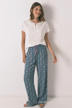 Women'secret Pantalón largo viscosa print flores